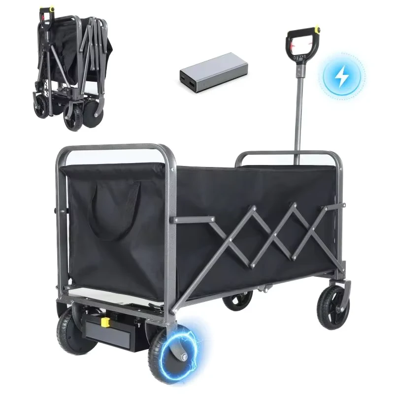 Collapsible Foldable Alloy Steel Wagon 4 Wheel Heavy Duty Capacity Lightweight Utility Cart for Camping