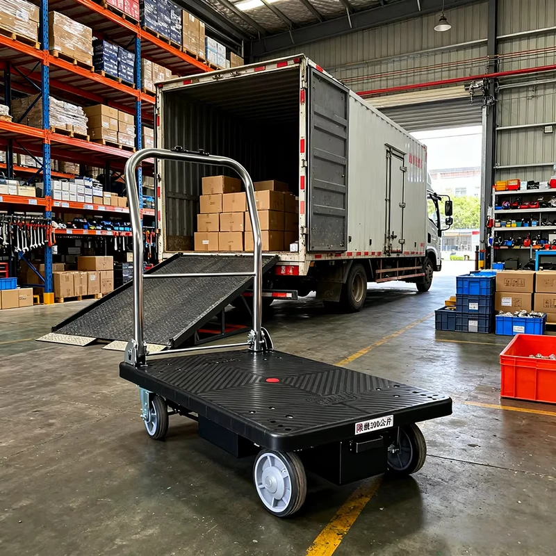 Collapsible Foldable Heavy Duty Electric Platform Hand Truck with Power Tool Cart for Industrial Transportation Moving Equipment