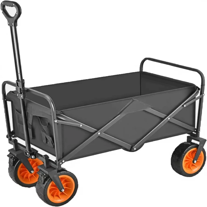 Collapsible Folding 4 Wheel Waterproof Wagon Outdoor Utility Camping Beach Heavy Duty Garden Portable Hand Cart Adjustable