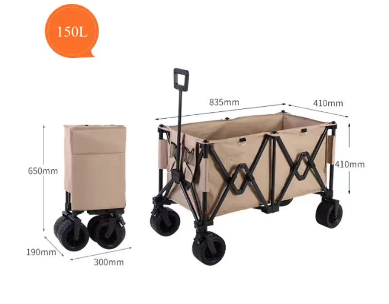 Collapsible Folding Enclosed Beach Utility Cart Trolley Wagon Foldable Picnic Camping Shopping OEM Sports Entertainment Product