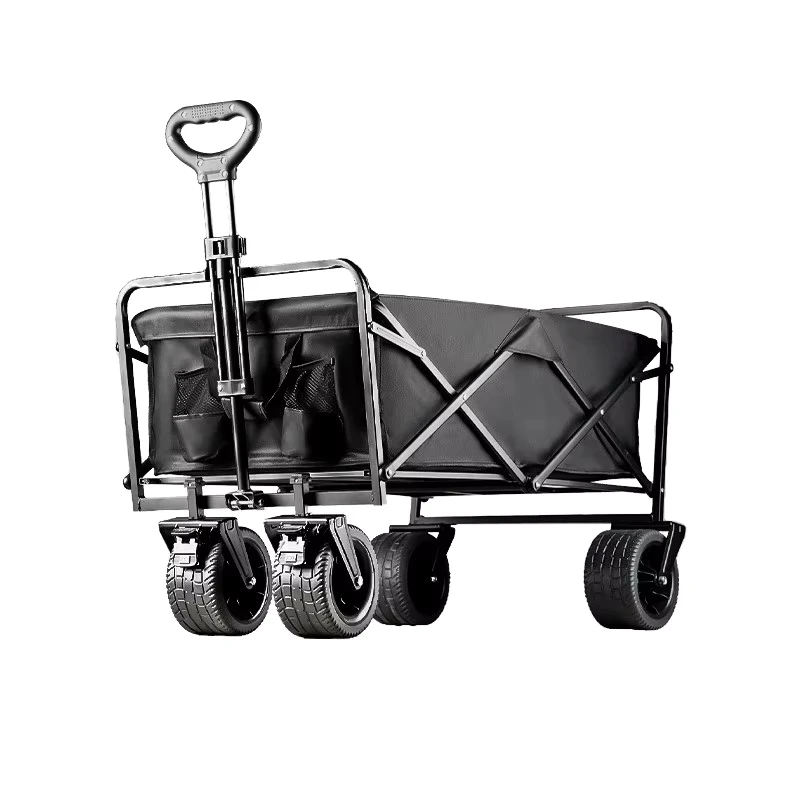 Collapsible Folding Outdoor Wagon Heavy Duty Utility Beach Camping Cart Adjustable Handle 4 Wheels Picnic Garden Shopping Wagons