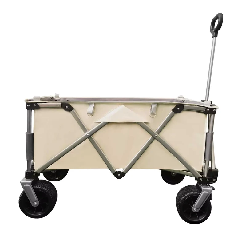 Collapsible Folding Stainless Steel Wagon Beach Trolley Portable Food Cart Trailer for Camping Small Garden Outdoor Adventures