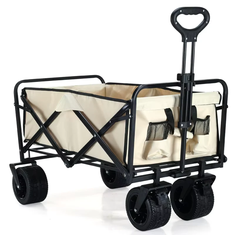 Collapsible Folding Utility Wagon Cart Heavy Duty Foldable Outdoor Garden Camping Cart with Removable Fabric