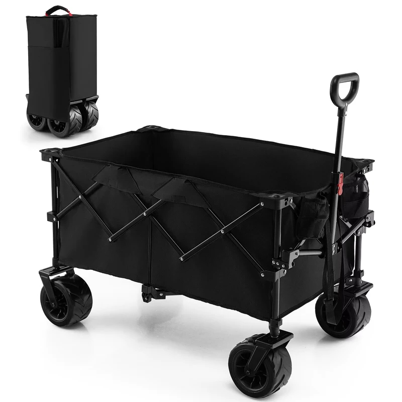 Collapsible Folding Utility Wagons Carts Large Capacity Beach Wagon with All Terrain Big Wheels Outdoor Camping Shopping