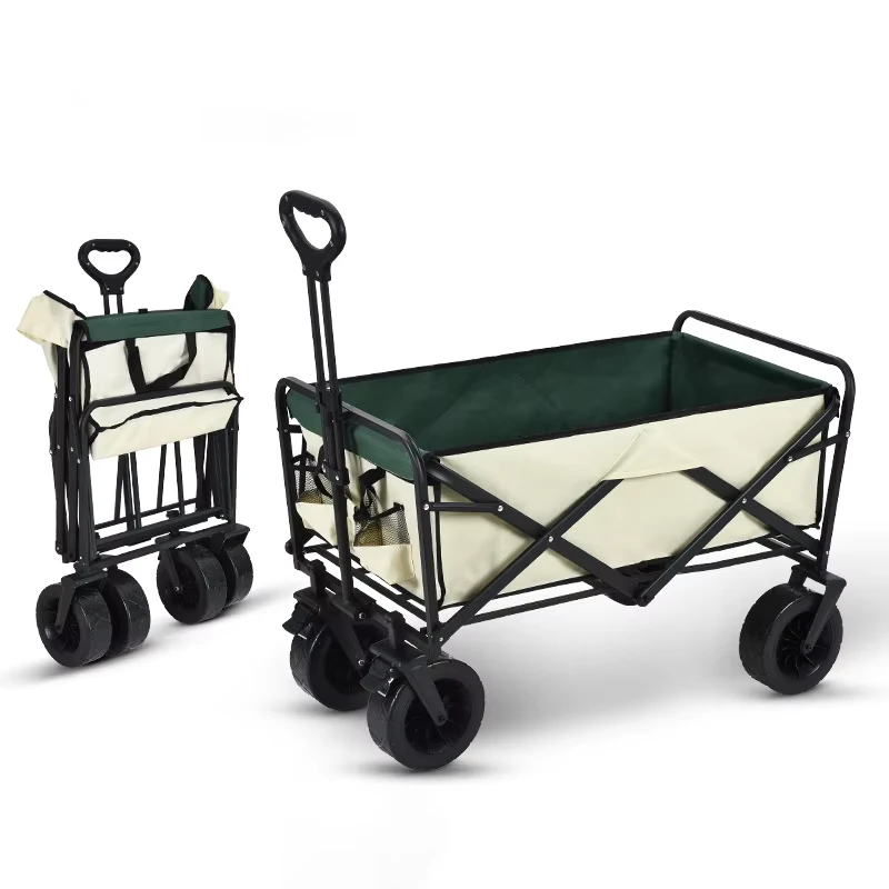 Collapsible Folding Wagon Cart Portable Large Capacity All Terrain Heavy Duty Utility Wagon for Shopping Camping Outdoor