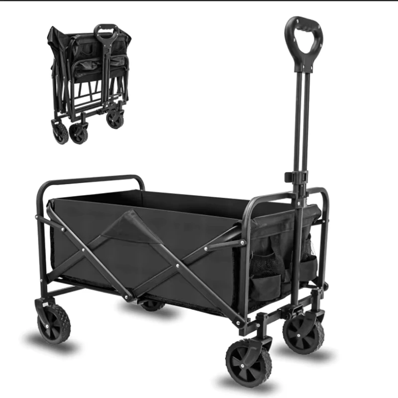 Collapsible Folding Wagon Heavy Duty Utility Portable Outdoor Beach Garden Cart Large Foldable Capacity Camping Cart