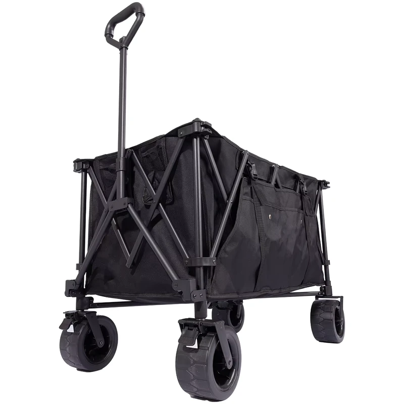 Collapsible Folding Wagon Table Heavy Duty Industrial Shopping Beach Utility Cart Opened Tailgate All Terrain Wheels OEM
