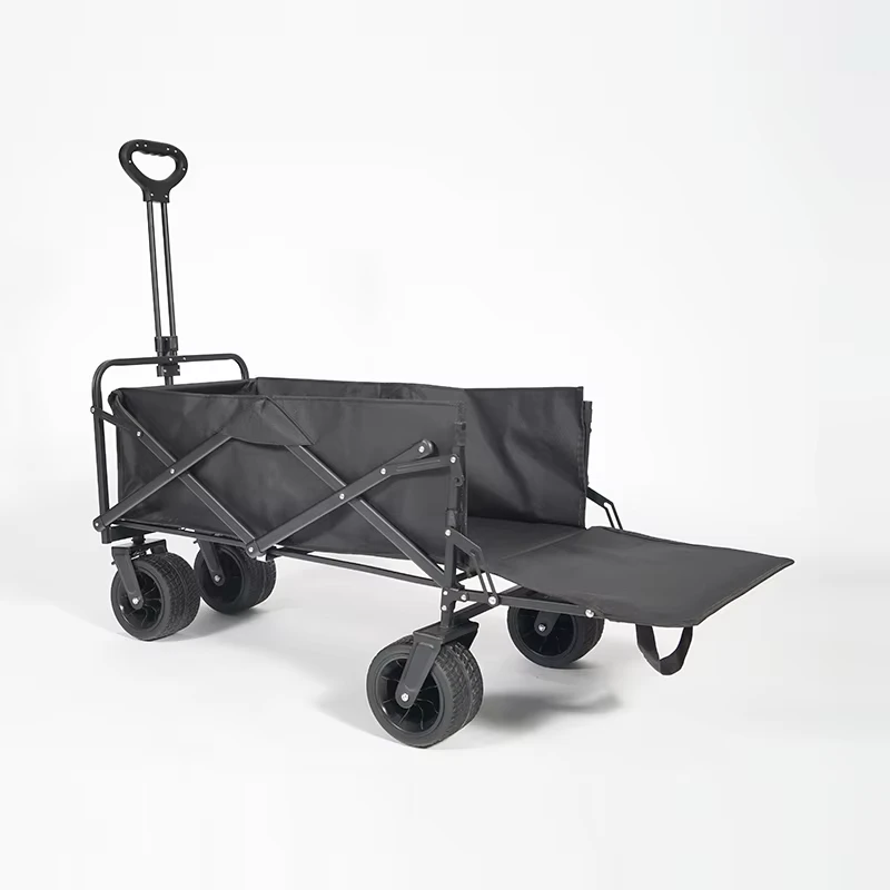 Collapsible Folding Wagon for Garden Camp Beach Outdoor Activities Portable Wide Wheels Trolley Stroller Cart