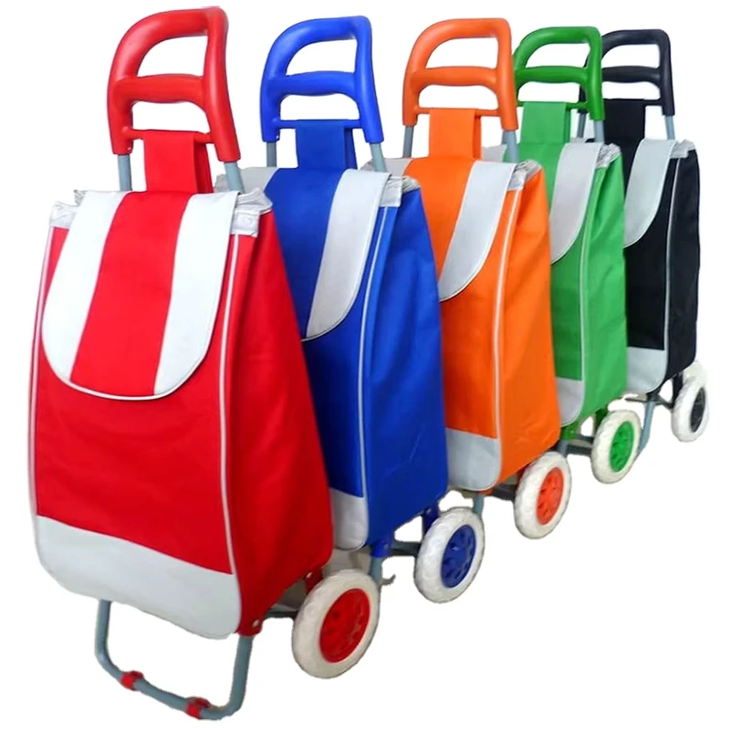 Collapsible Lightweight Foldable Folding Metal Frame 2 Wheel Travel Cargo Shopping Trolley Luggage Cart with Bag