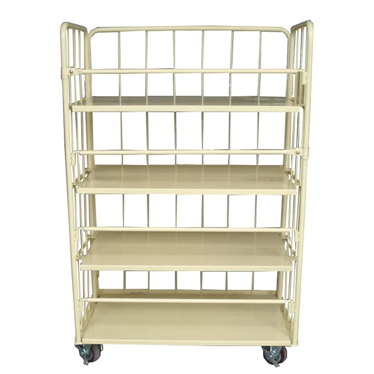 Collapsible Metal Wire Mesh Cargo Storage Steel Dismountable Rolling Trolley Supermarket Logistics Tooling Cart