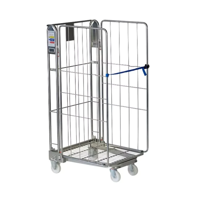 Collapsible Nestable Portable Metal Logistic Nesting 4 Sided Heavy Duty Folding Cage Trolley Casters 350kg Load Capacity 900L