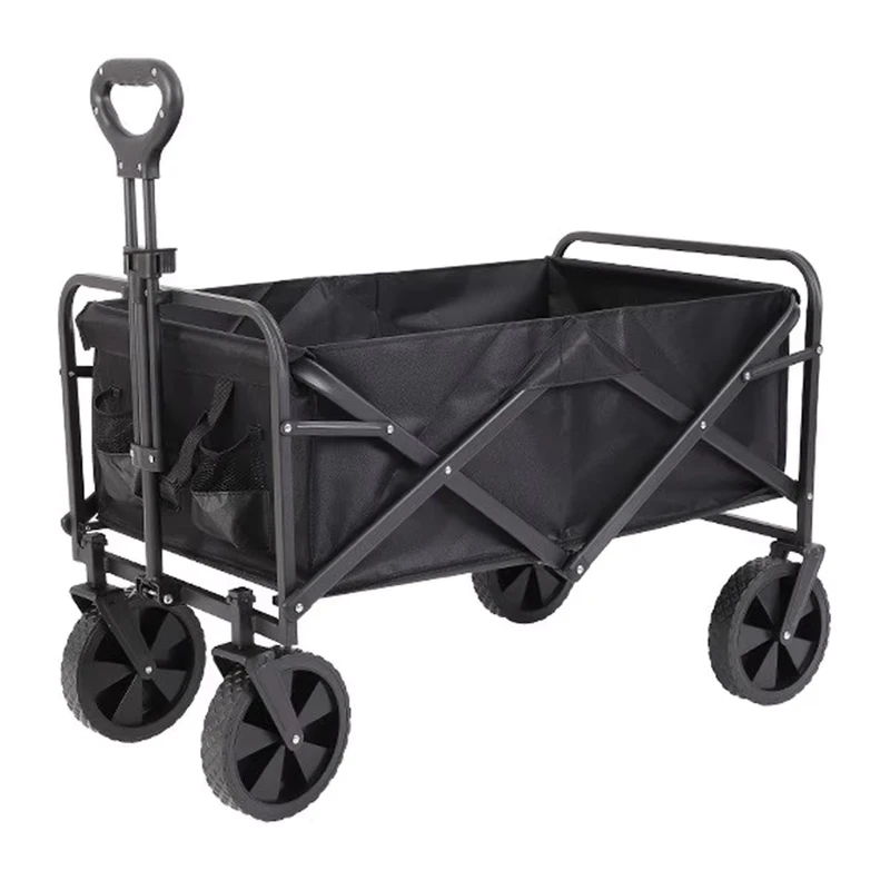 Collapsible Outdoor Folding Wagon with Trolley Wheels for Picnics Fishing Beach Camping Gardening Storage Shopping OEM Supported