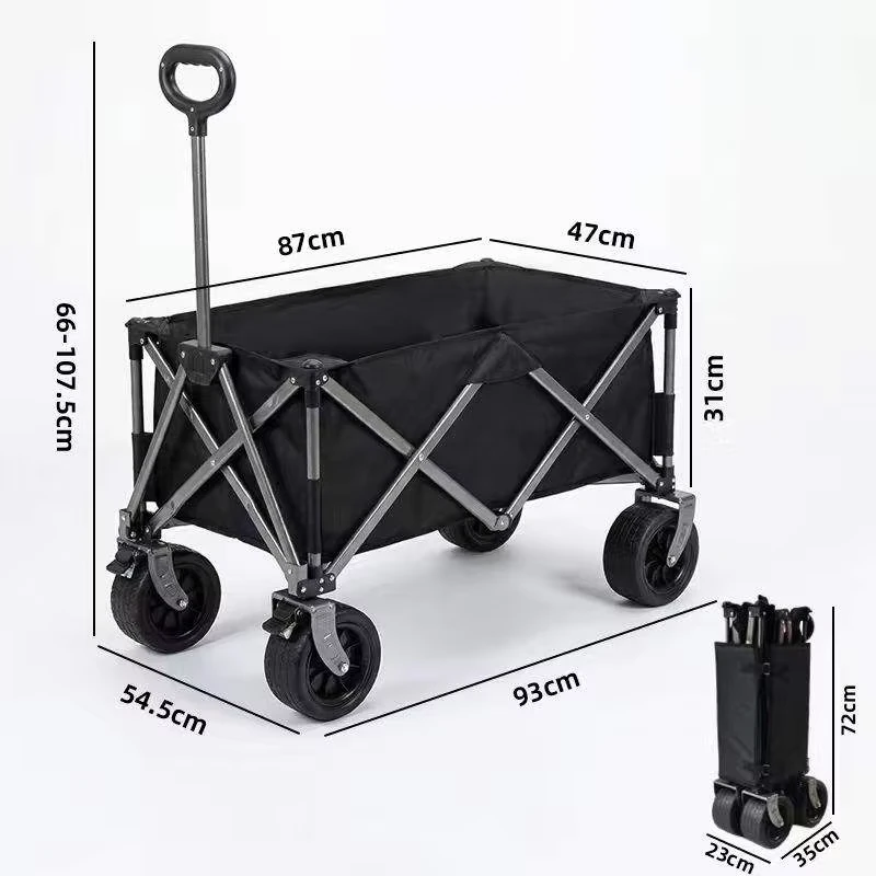 Collapsible Outdoor Market Cart Large Capacity 10 inch Off Road Wheels Foldable Wagon with Adjustable Handle Camping