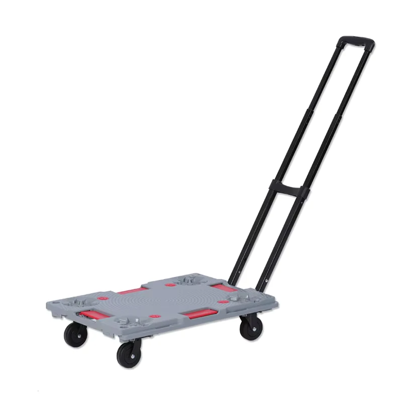 Collapsible Portable Shopping Cart Trolley Four-wheeled Luggage Barrow Plastic Trolley Carts