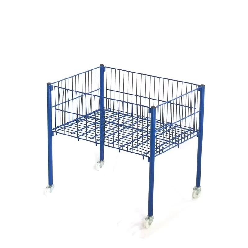Collapsible Roll Wire Storage Cage Container Cargo Storage Wire Basket With Wheels Mesh Container Folding Cage for Supermarket