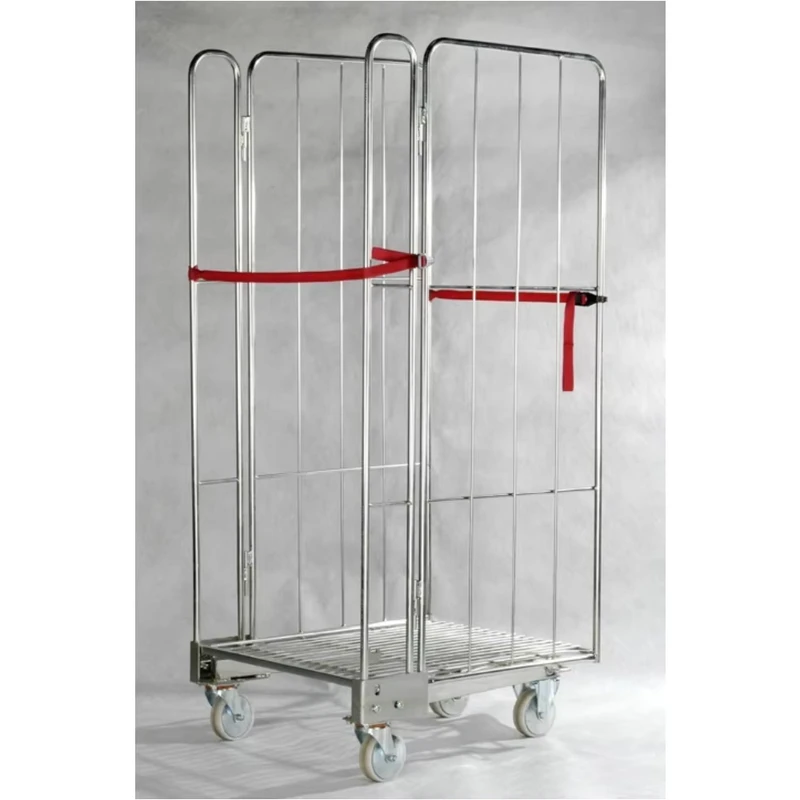 Collapsible Rolling Laundry Container Three Sided Storage Cage Foldable Logistics Pallet Efficient Cargo Storage Equipment