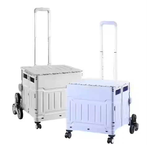 Collapsible Tool Camping Colorful Folding Shopping Cart 4 Wheels Plastic Portable Foldable Hand Trolley Cart