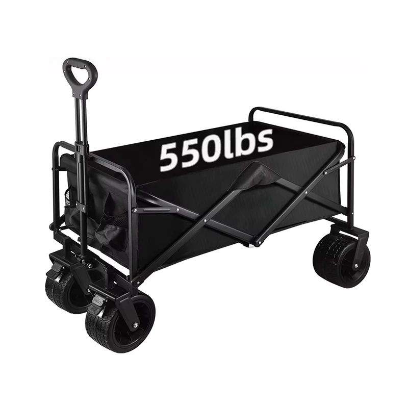 Collapsible Utility Folding Wagon Cart Heavy Duty Foldable Beach Wagon Cart Large Capacity Foldable Grocery Wagon for Camping