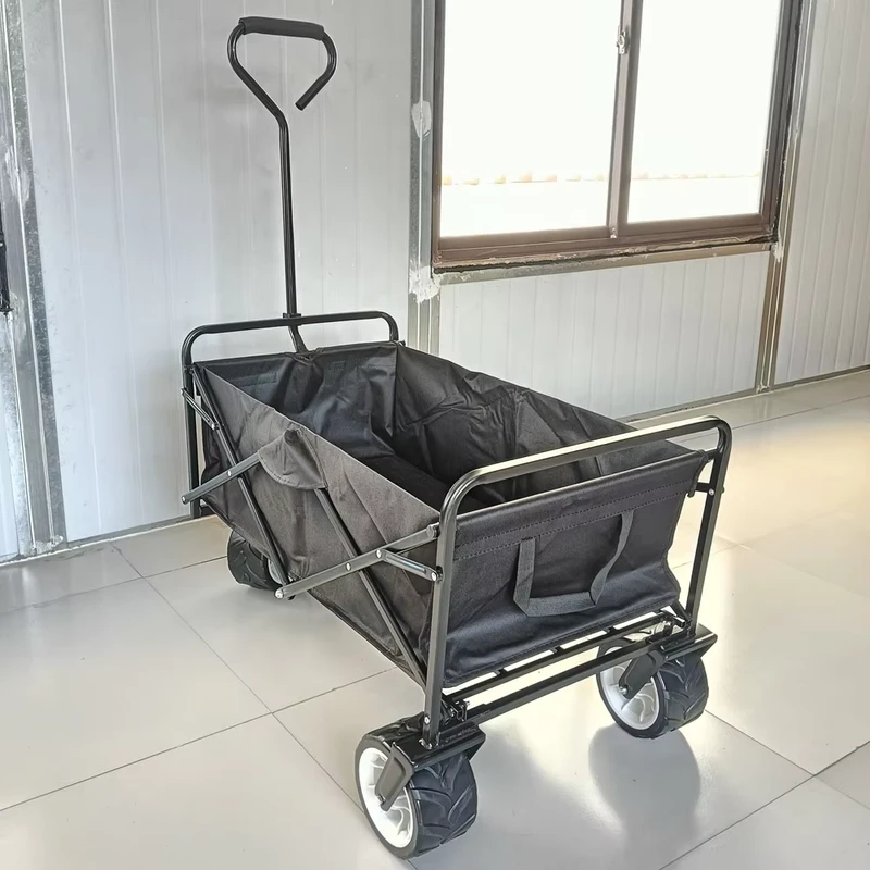 Collapsible Utility Wagon Cart Folding Garden Portable Beach Duty Grocery With Wheels Adjustable Handle Storage Bag