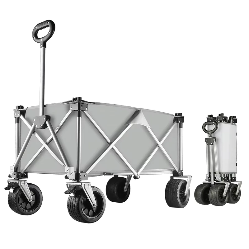 Collapsible Wagon Cart Folding Beach Wagon with Big All Terrain Wheels Large Weight Capacity Heavy Duty Cart for Camping Garden