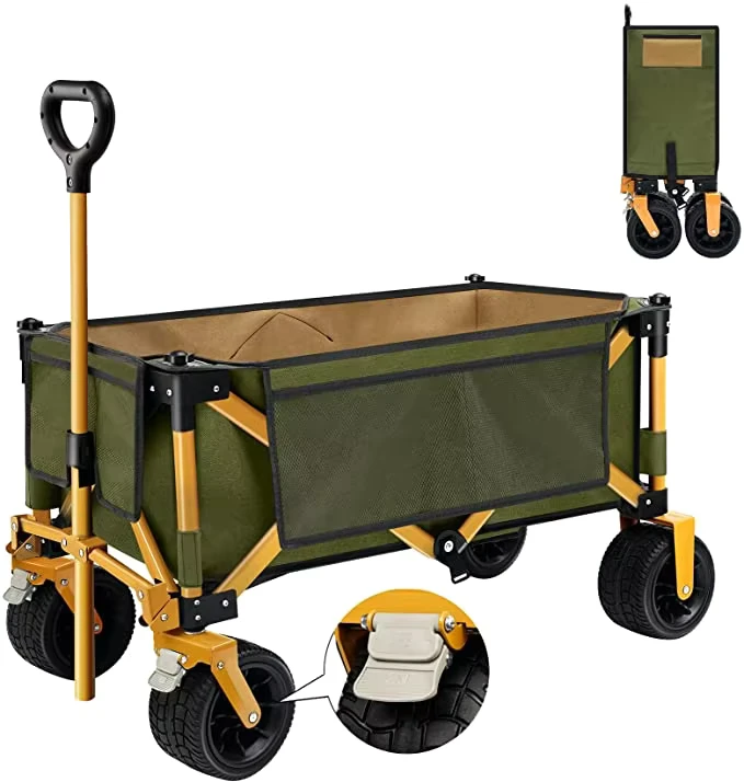 Collapsible Wagon Cart Utility Folding Wagon Heavy Duty Hand Cart for Outdoor Camping Beach Garden