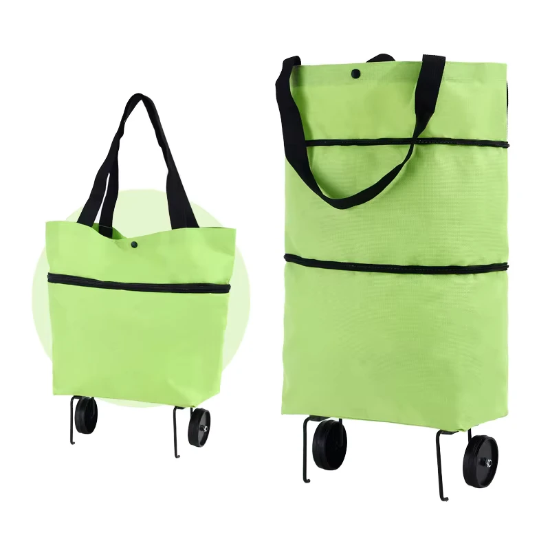 Collapsible Wheeled Shopping Cart Foldable Trolley with Wheels Portable Backpack Hand Pull Waterproof Trolley for Home Grocery