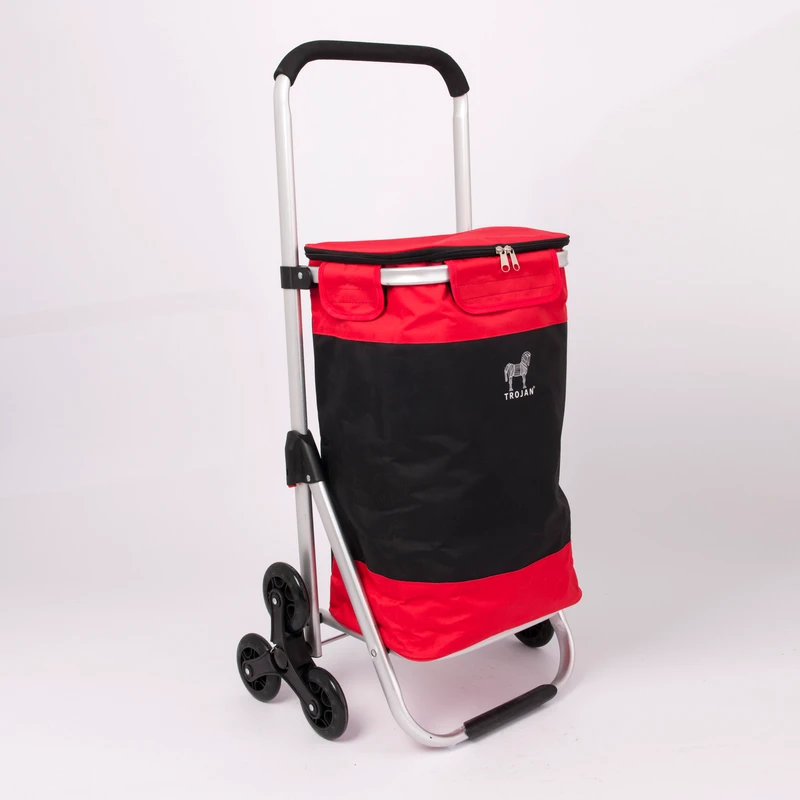 Color Stitching Rolling Folding Shopping Trolley Cart Folding with Cooler Bag