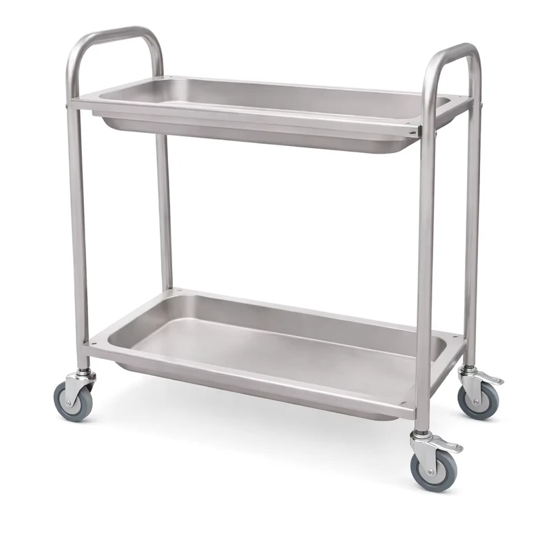 Commercial 201 Stainless Steel Mobile Food Cart Heavy Duty Undershelf Easy Clean Stable Frame Stainless Steel Trolley Cart