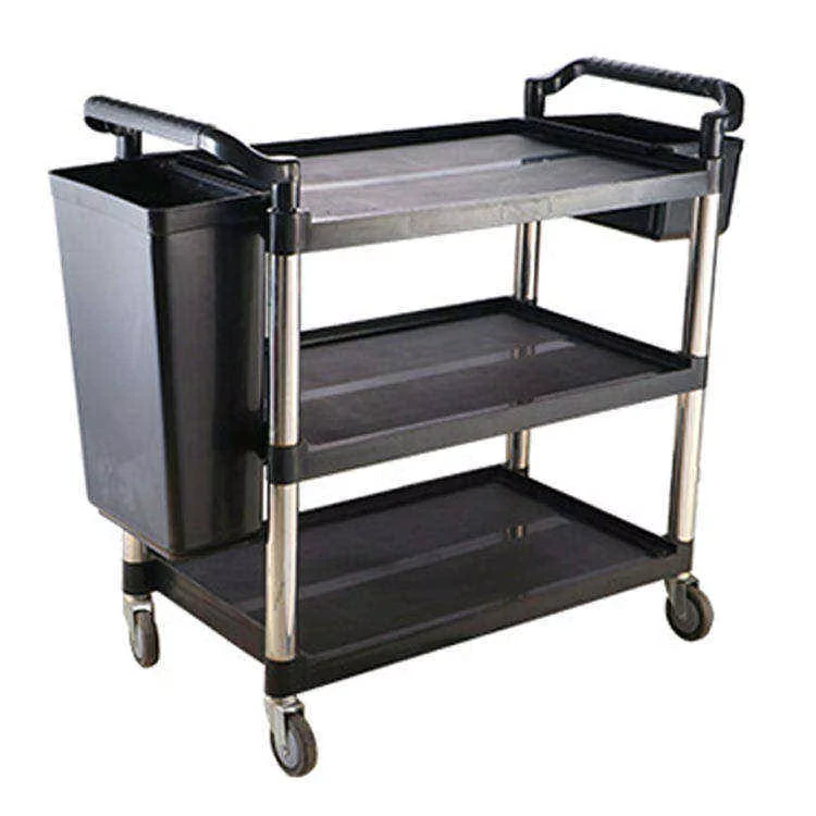Commercial 4 Wheel Plastic Utility Trolley Cart for Hotel and Restaurant Service Cleaning Carts