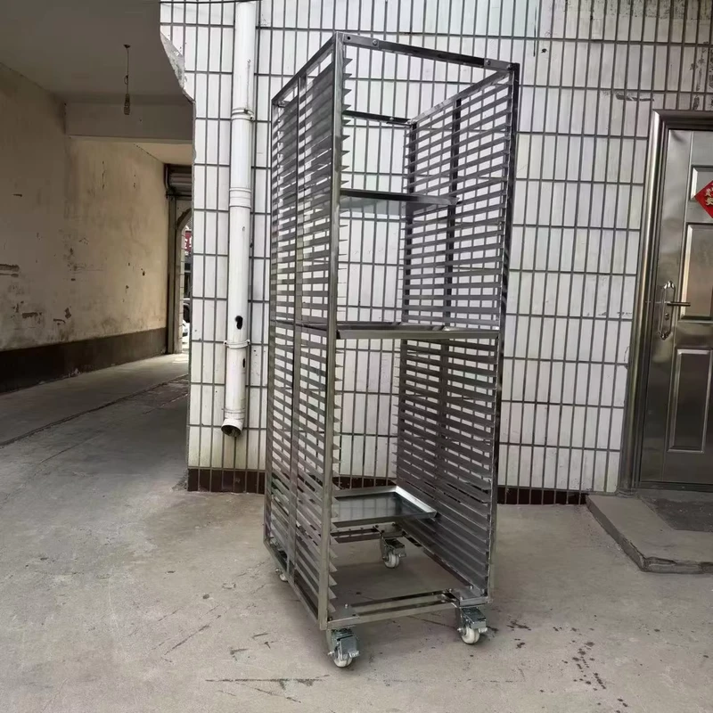 Commercial Bakery Rack Cart Custom Made 201 304 Stainless Steel Metal Tray Rack Trolley with Heat Resistance