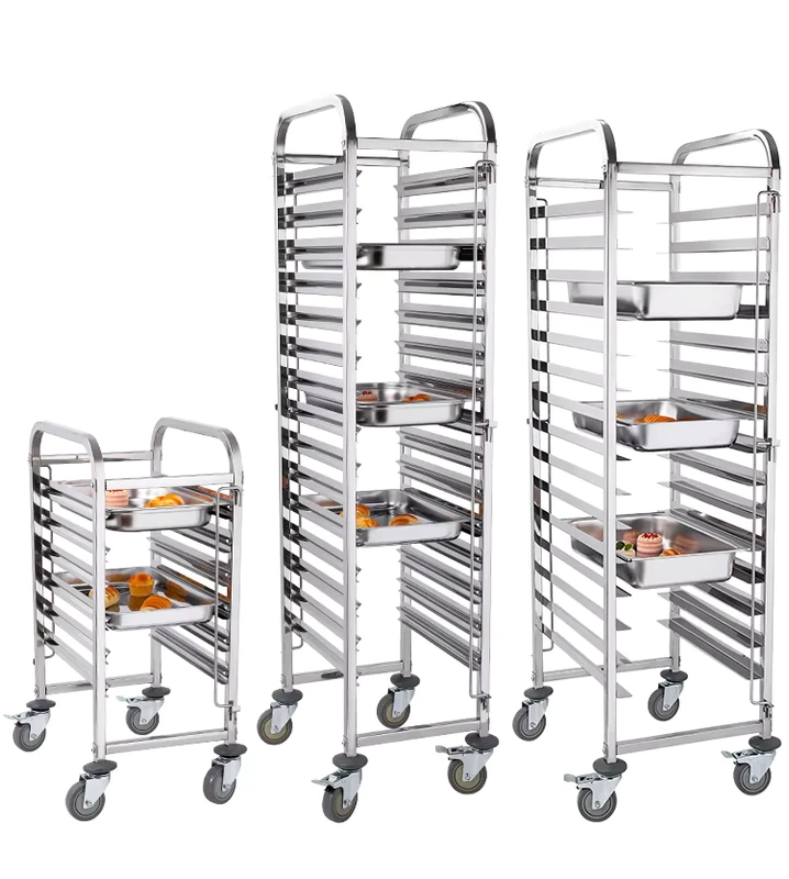 Commercial Bakery Trolley with 15 Pcs Pans Capacity Hotel Tray Pan Rack Service Cart for Kitchen and Catering Use