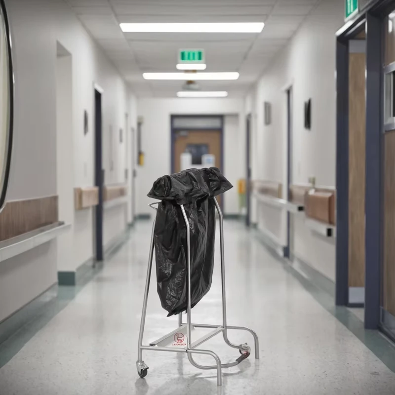 Commercial Battery Powered Stainless Steel SS201 Hospital Garbage Cart 30 50kg Capacity 0.8mm Thick LFGB Certified