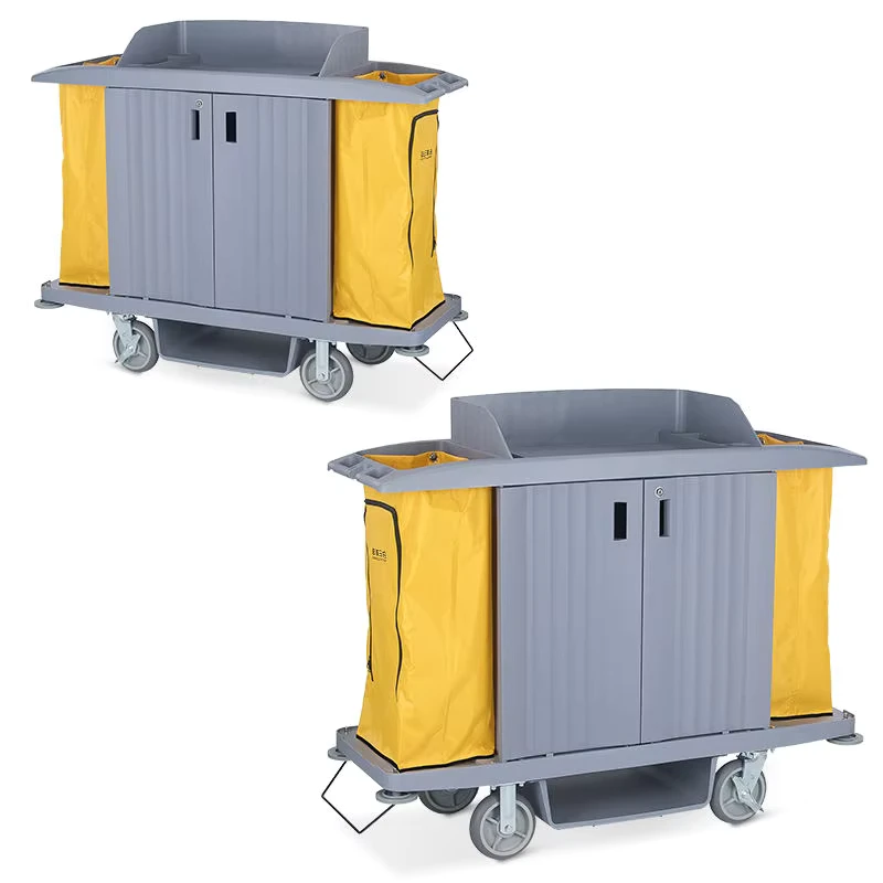 Commercial Cleaning Cart Hotel & Hospital Janitorial Trolley Service Cart for Cleaning Supplies