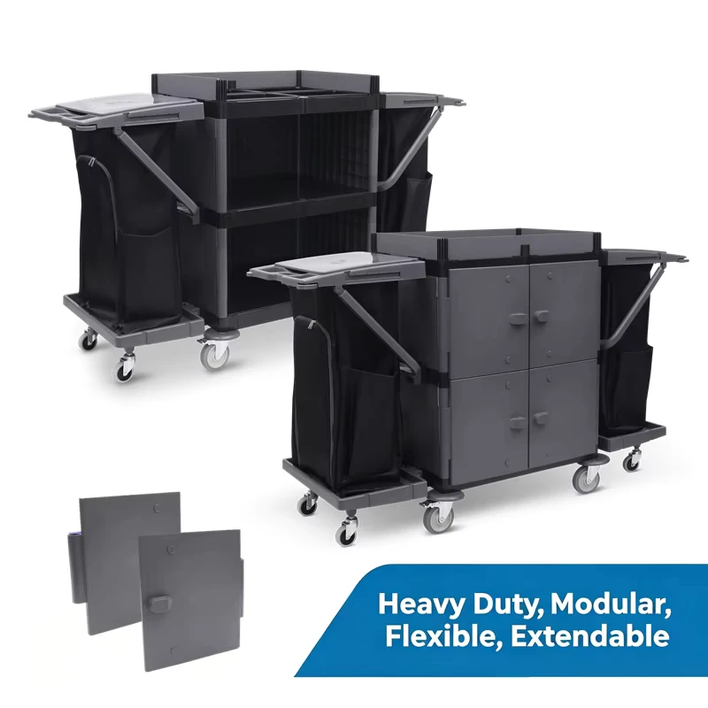 Commercial Cleaning Supplies Large Capacity Professional Hand Push Multifunctional Foldable Janitor Floor Hotel Cleaning Trolley