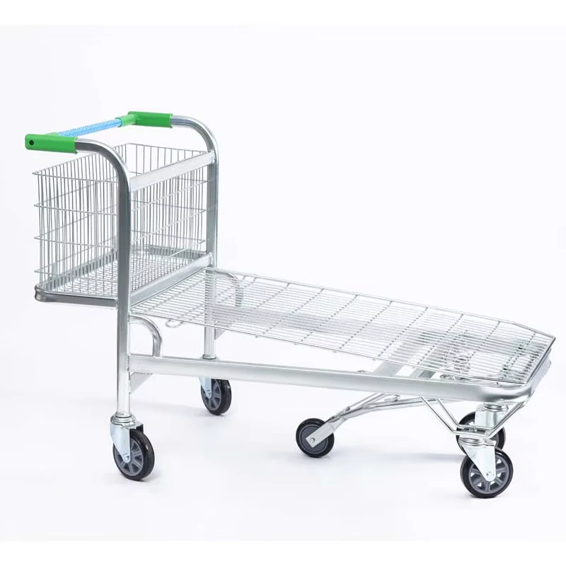 Commercial Folding Flat Trolley Cart with Mesh Structure Waterproof PU Wheels Outdoor Use Convenient