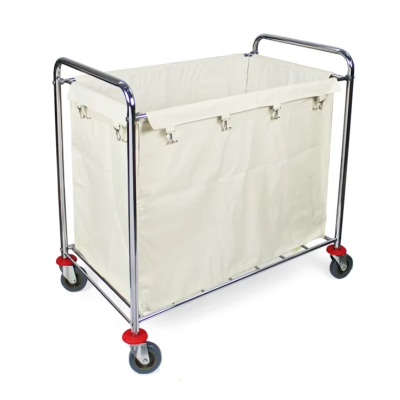 Commercial Heavy Duty Hotel Room Service Hospital Stainless Steel Clothes Basket Dirty Linen Cart Laundry Trolley