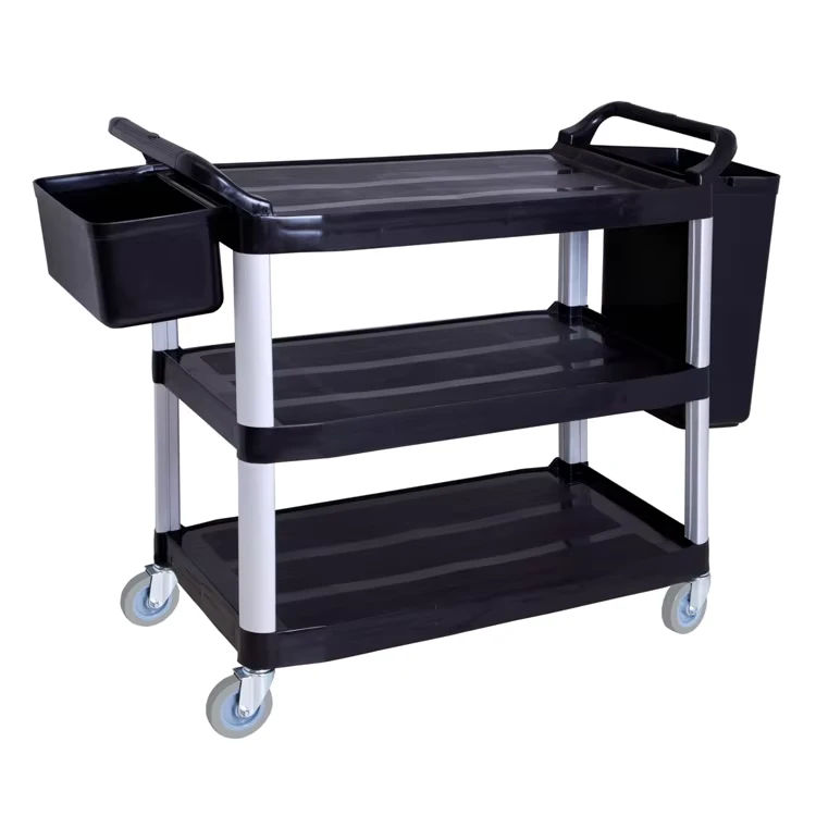 Commercial High Quality Plastic Buffet Server 6L Capacity Grey Black Stable Durable Hotel Room Service Cart