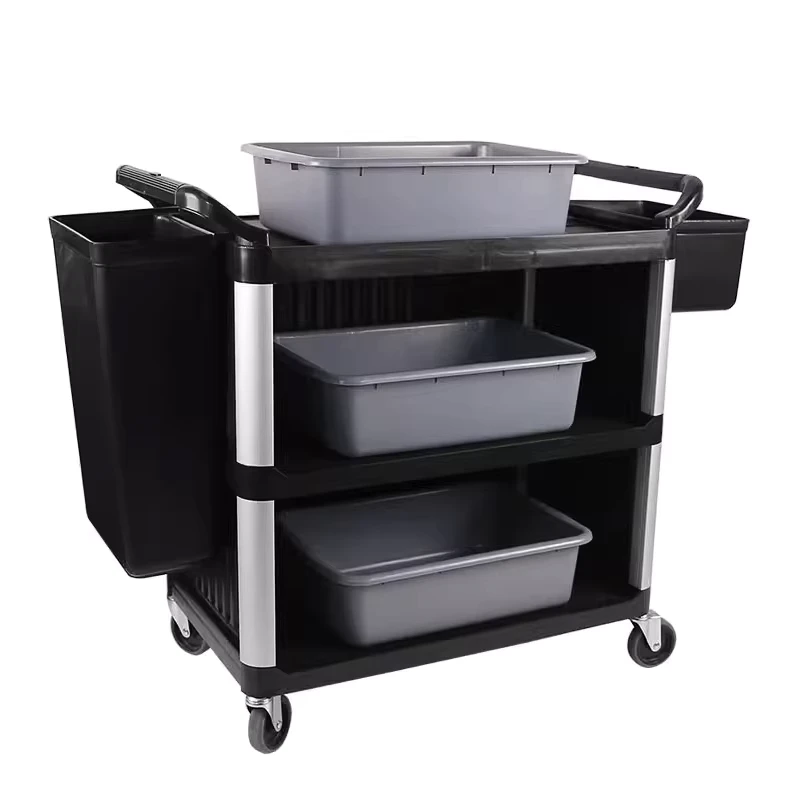 Commercial Hotel 3 Layer Kitchen Plastic Hotel Service Trolley for Restaurant Carrito De Herramientas Catering Tray Trolley