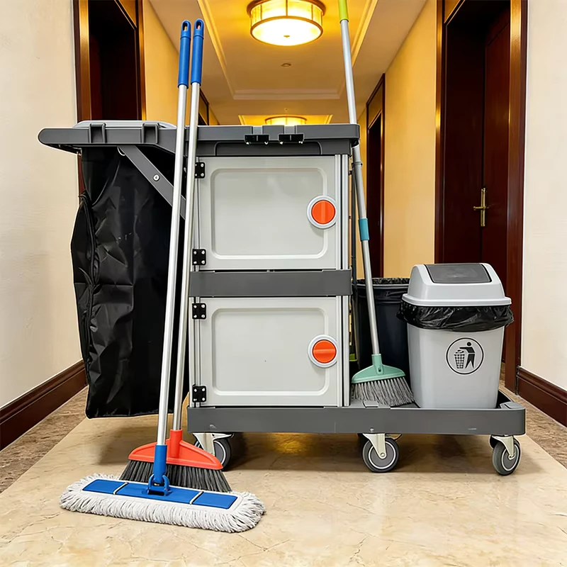 Commercial Hotel Cleaning Cart with Six Wheels for Housekeeping and Vehicle Cleaning