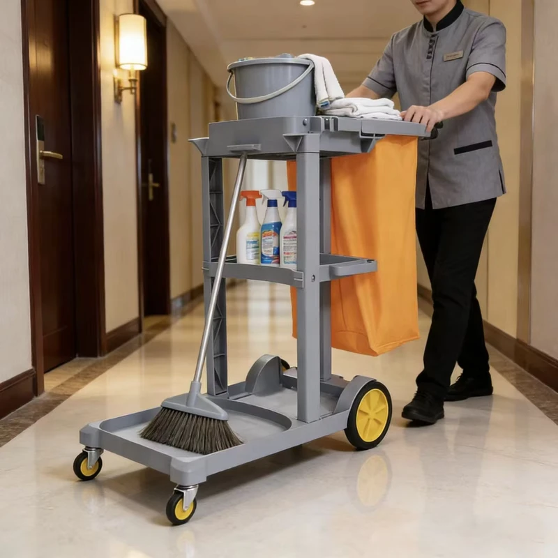 Commercial Hotel Cleaning Tool Cart Multifunctional Janitorial Cart Tool Storage Trolley