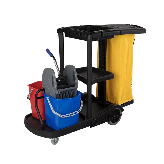 Commercial Hotel Cleaning Tools Multifunctional Cleaning Trolley Plastic Cleaning Trolley Janitor Cart
