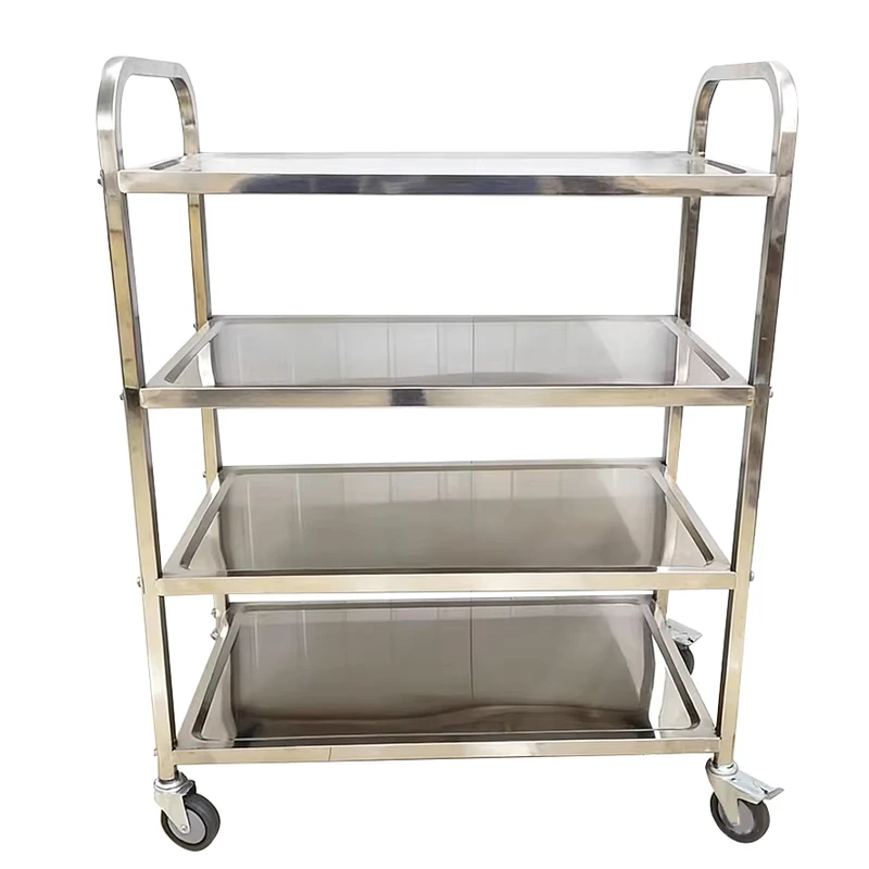 Commercial Hotel and Restaurant 4 Tier Food Service Trolley Hotel Serving Trolley Kitchen Storage Rack Trolley Service Cart
