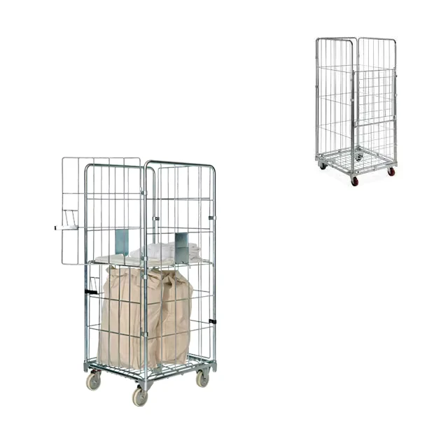 Commercial Industrial Wheeled Collapsible Storage Rolling Container Detachable Laundry Trolley Cart 350kg Load Capacity 990L