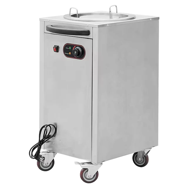 Commercial Kitchen Equipment Stainless Steel Dish Warming Trolley Electric 1 Holder Cart Plate Warmer