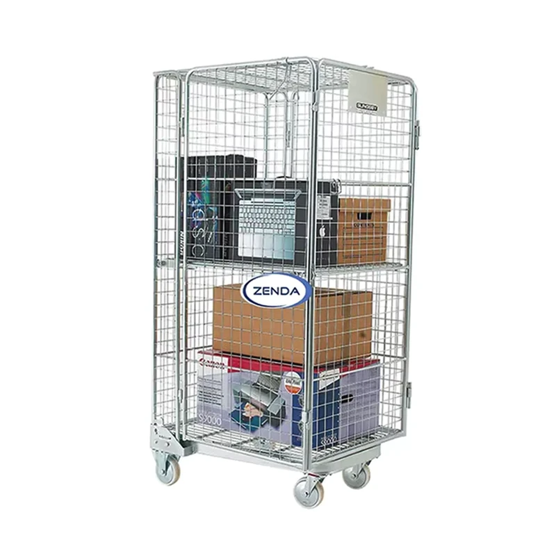 Commercial Laundry Cart Galvanized Full Welded Foldable Roll Container on Wheels Easy Movable for Storage