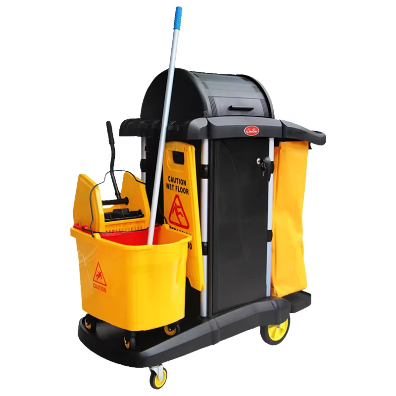 Commercial Mobile Food Delivery Service Cart Folding Cleaning Trolley with Plastic Material for Hotels