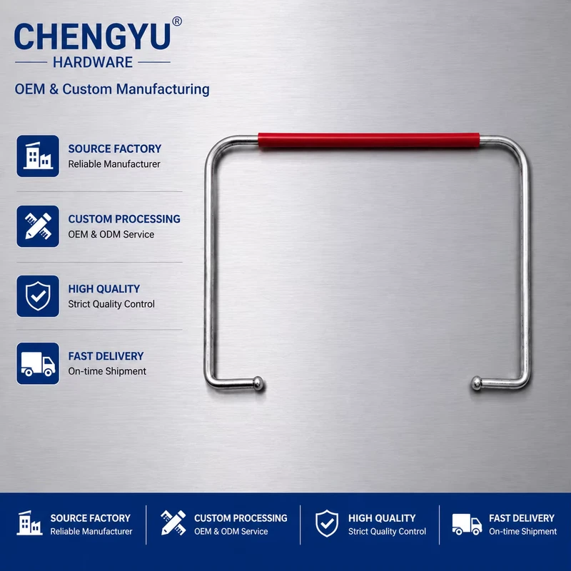 Commercial Mop Bucket Lift Handle with Red Plastic Cover for Cleaning Trolleys and Storage Pails