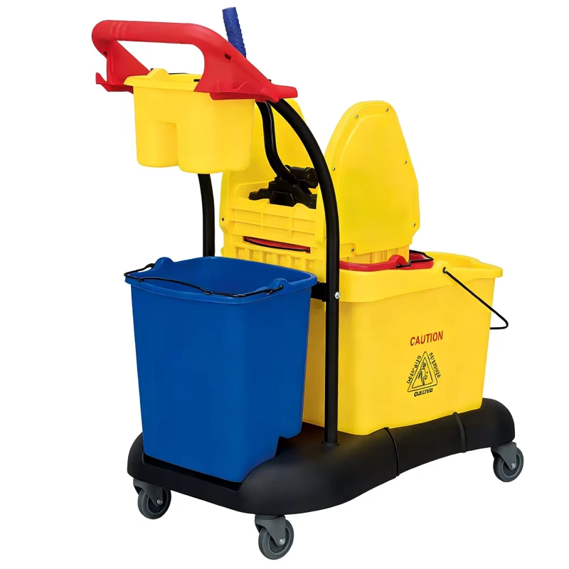 Commercial Mop Wringer Cart 85L Heavy Duty Double Bucket Pressure Actuated System for Industrial and Large Area Cleaning