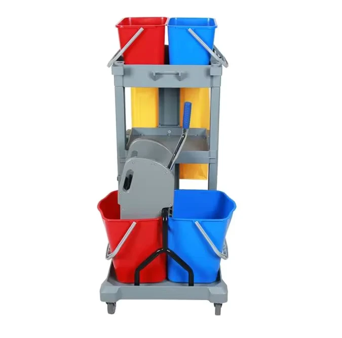 Commercial Multi Functional Janitor Trolley Cart for Hotel Restaurant Cleaning Utility Cart for Daily Use