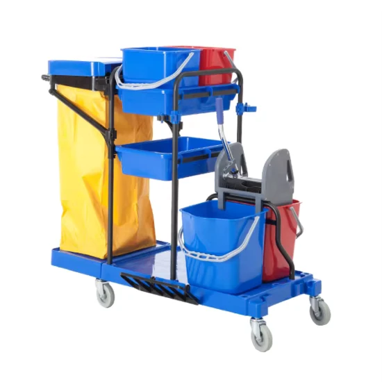 Commercial Multi-functional Cleaning Service Cart Janitor Trolley for Hotel and Restaurant